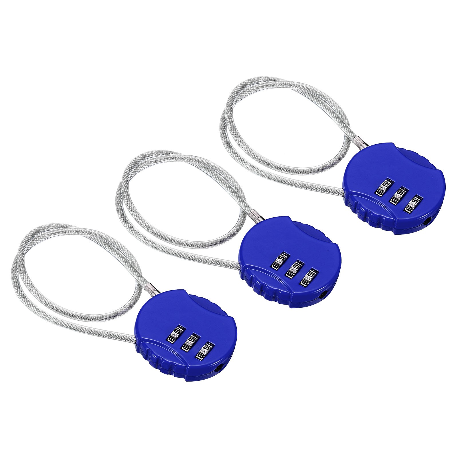 Small Combination Block 11.8", 3pcs 3 Digit Luggage Lock, Blue