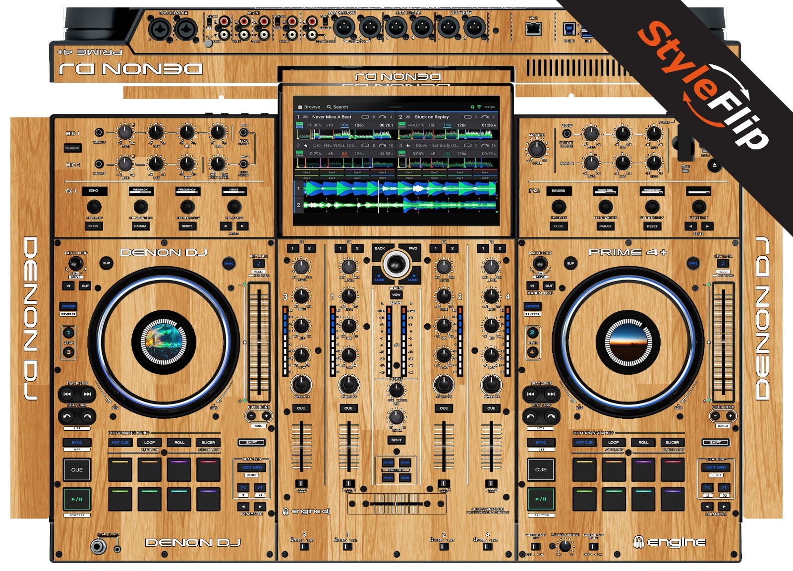 Denon Prime 4+ Skin | Wood #5 | Protective Decal | StyleFlip Skins
