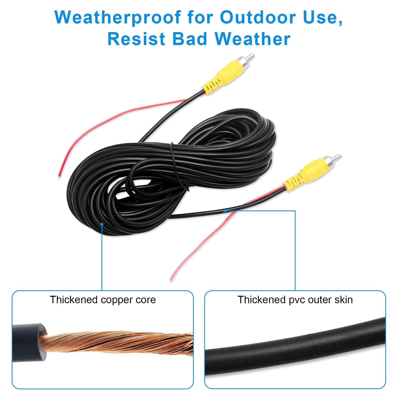 Tenbaba RCA Video Cable, Car Backup Camera Reverse Rear View Black