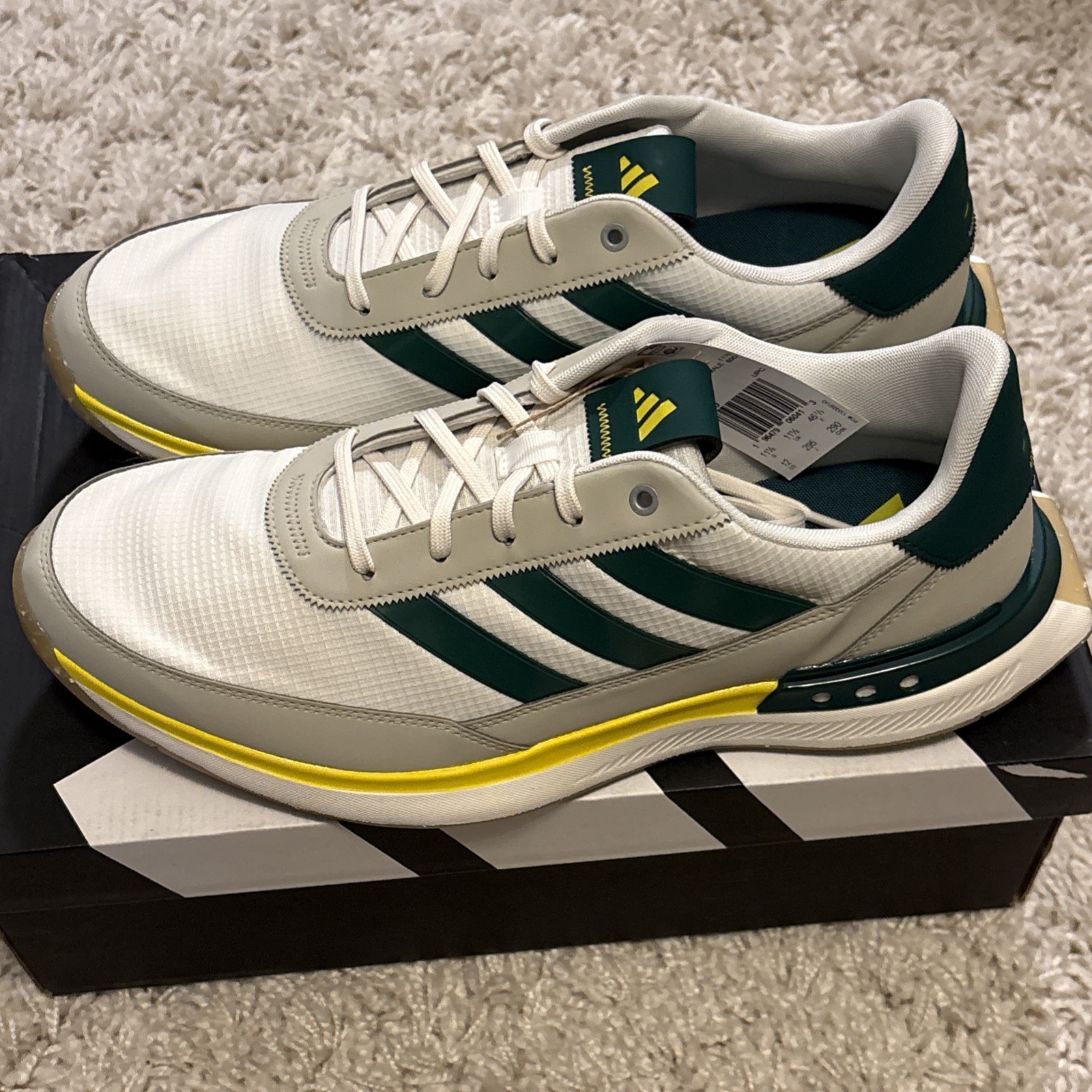 Adidas S2G 24 Men's Golf Shoes Spikeless - White / Green/ Yellow JI4030 Size 12