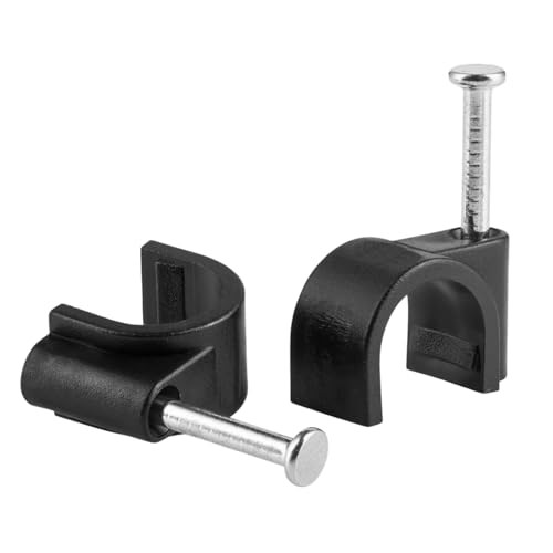 8mm Round Cable Clips with Steel Nails – UV-Resistant PE Plastic – Wire