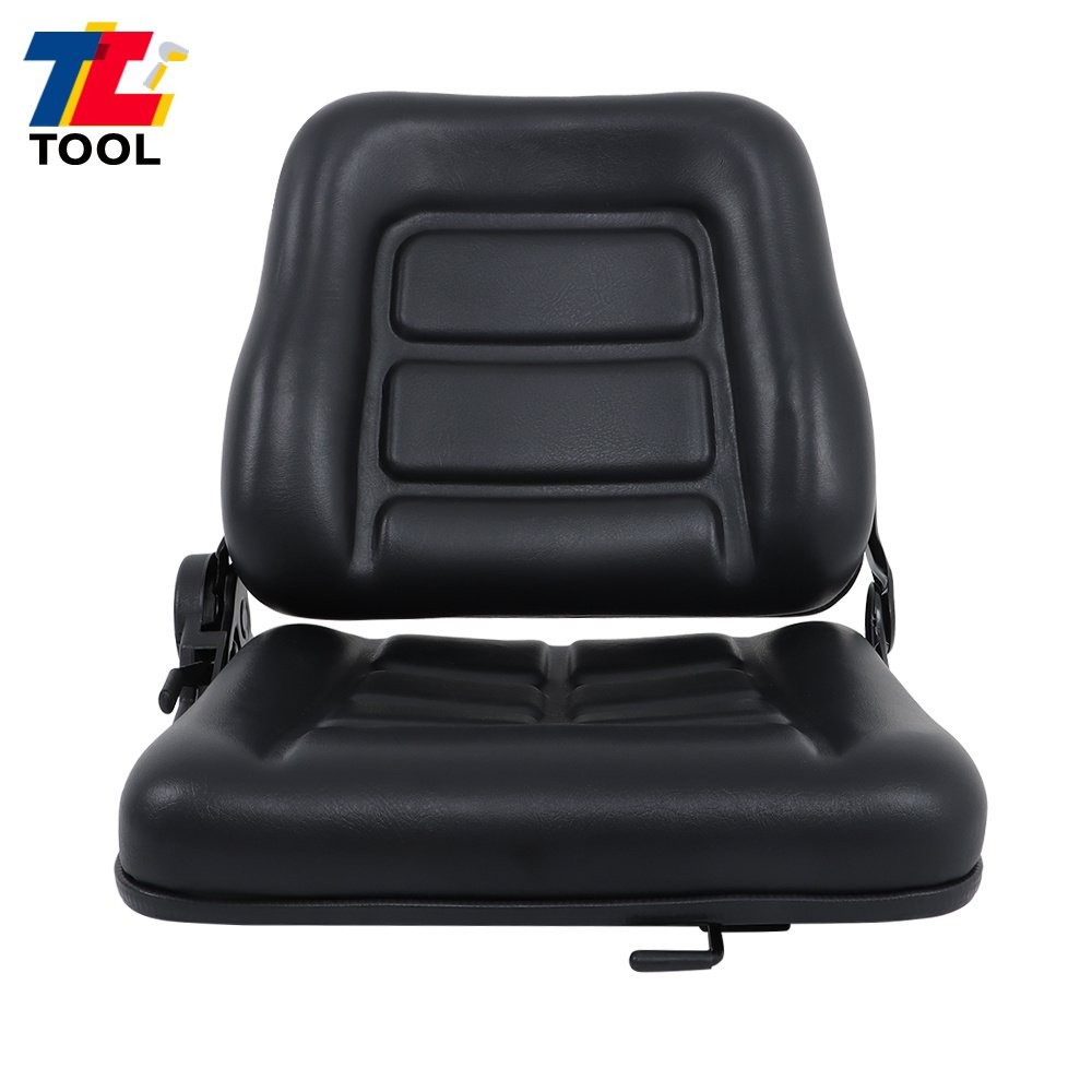Universal Fold Down Forklift Seat with Adjustable Angle Backrest 0-90° Black