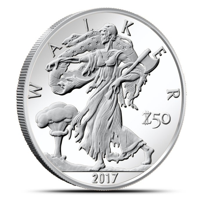 2017 Zombucks Walker  Currency of the Apocalypse 1 oz .999 Silver Round w/ cap