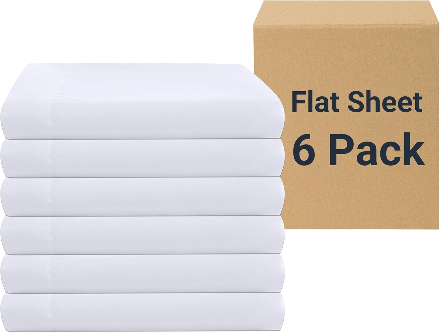 ZPECC White Bulk Flat Sheets Only Full Size 6 Pack, Easy Sort Top Bed Sheet by C