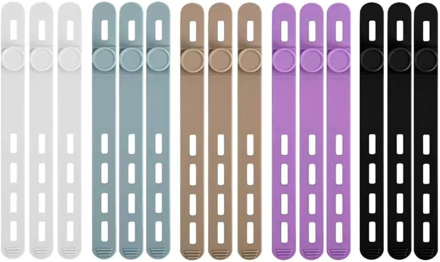 15 Pcs Silicone Cable Ties - Reusable Cord Organizers for Home & Office