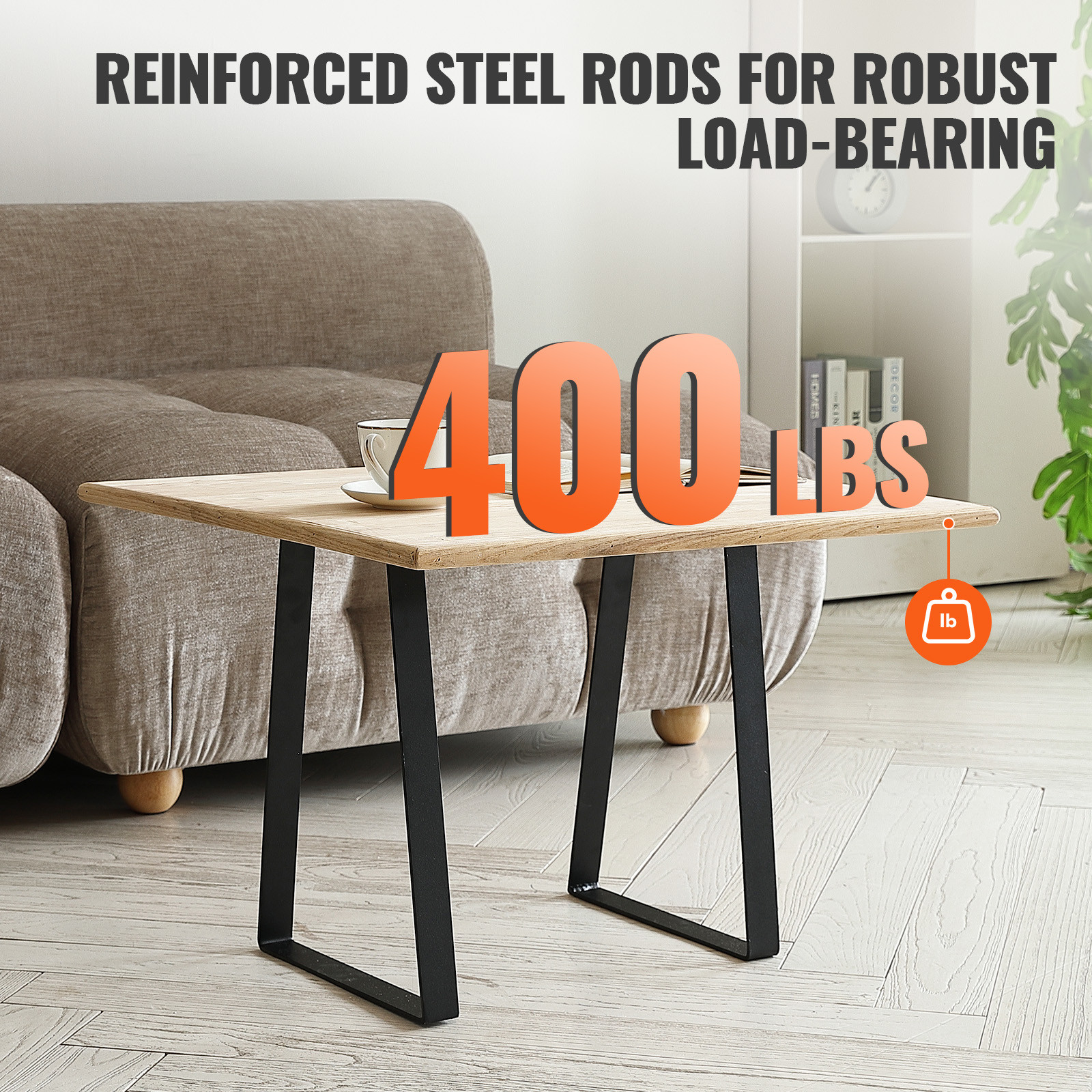 VEVOR 16 inch Trapezoid Solid Steel Furniture Legs Set of 2 for DIY Tables