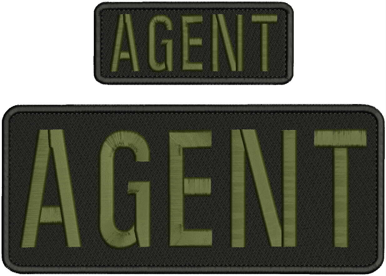 AGENT embroidery patches 4x10 and 2x5 hook OD GREEN & BLACK