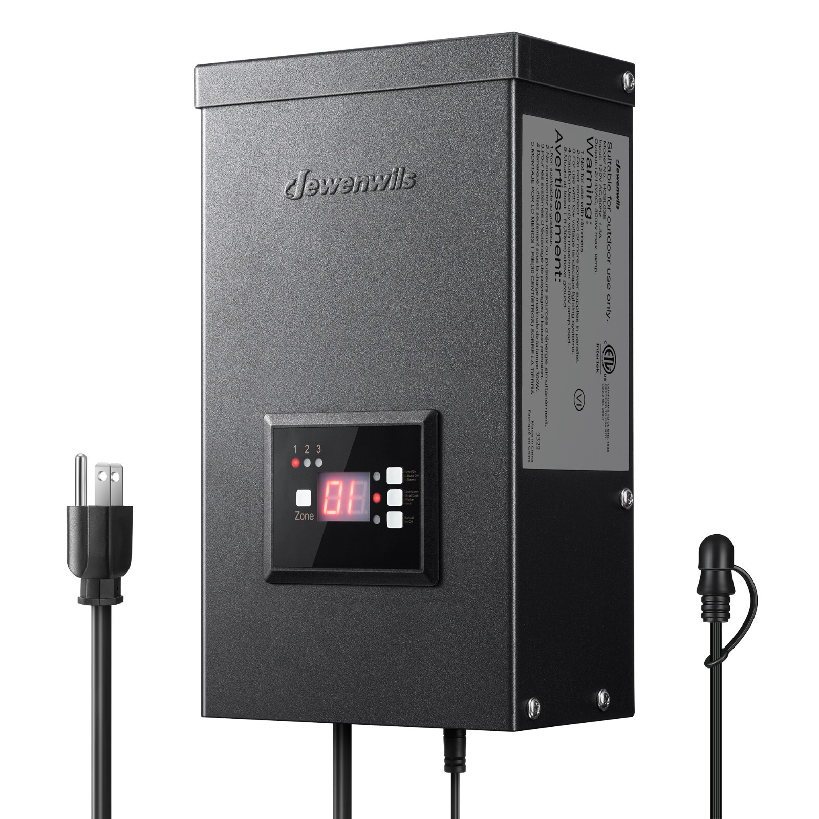 DEWENWILS 300W Low Voltage Transformer 3 Individually Controlled Outputs 120V AC