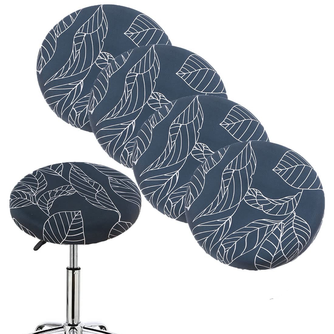 Round Stool Covers 4 Pack Round Bar Stool Covers with Elastic Stretch Barstoo...