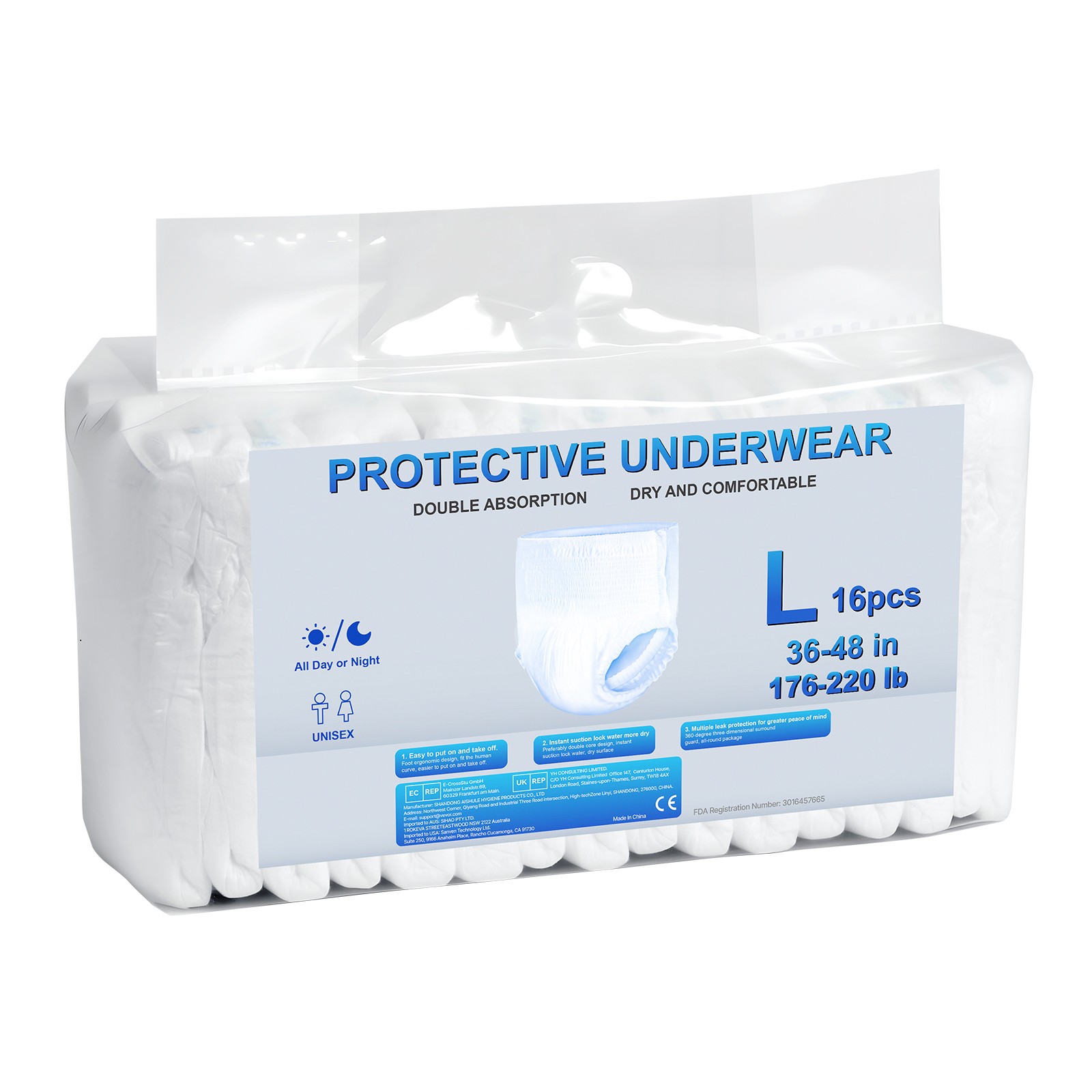 Uimoso Adult Disposable Underwear Pull On Up Brief Diapers Men Women L 64 Count