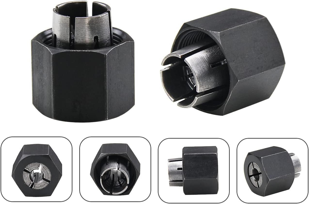 Versatile 1/4" & 1/2" Router Collet Set for Dewalt, Bosch & Hitachi