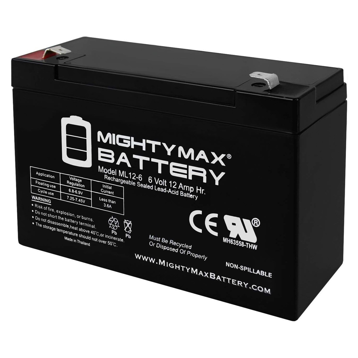 Mighty Max 6V 12AH F2 Battery Replaces Zareba Solar Low Impedance Charger