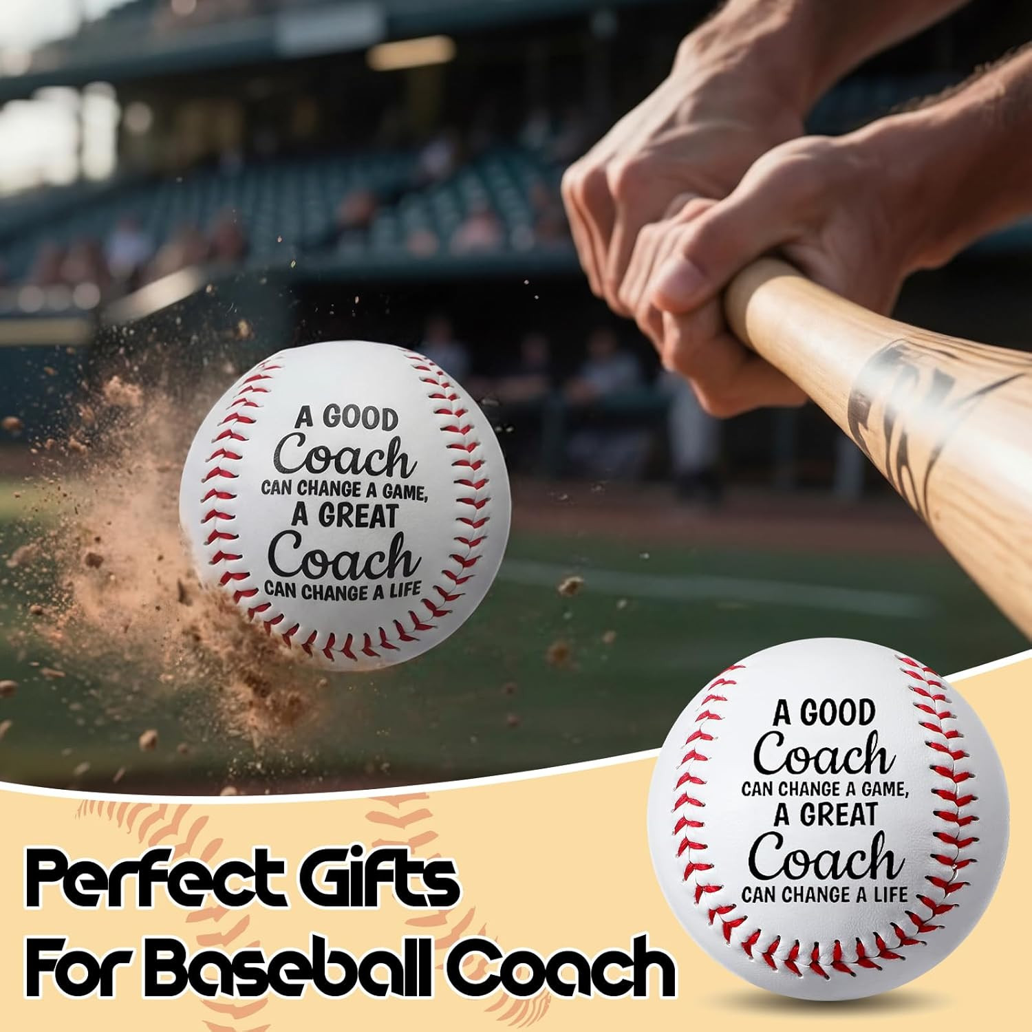 Best Baseball Coach Gift Set Include 9 Inch Printed Leather Baseball Greeting Ca