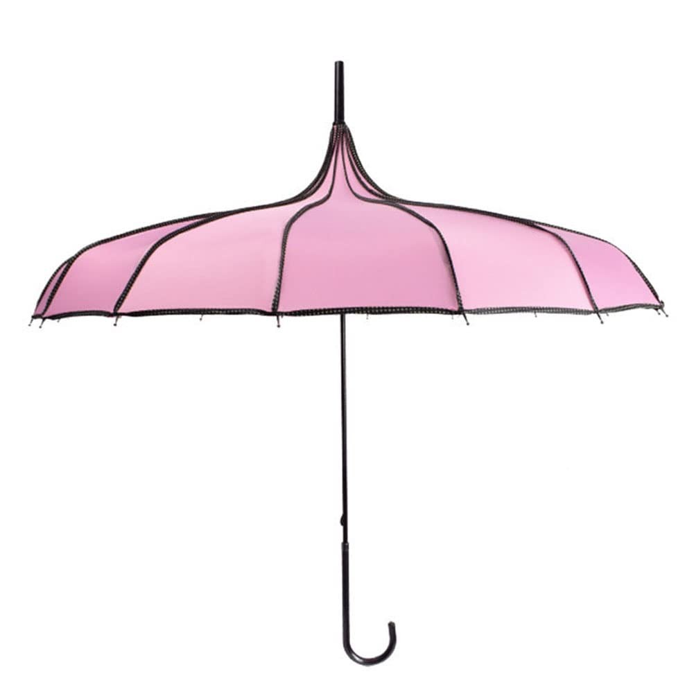 Long Pagoda Umbrella Vintage Bridal Parasol for Ladies Girls Windproof 16 Rib...