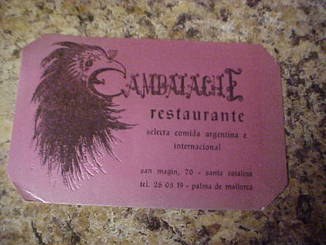 Vintage Majorca, Spain American GI Advertising Card Cambaiache Restaurante