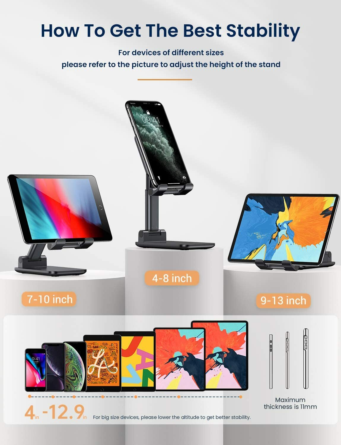 Adjustable Cell Phone Stand Holder Desk Dock Mount For iPad iPhone Kindle Tablet