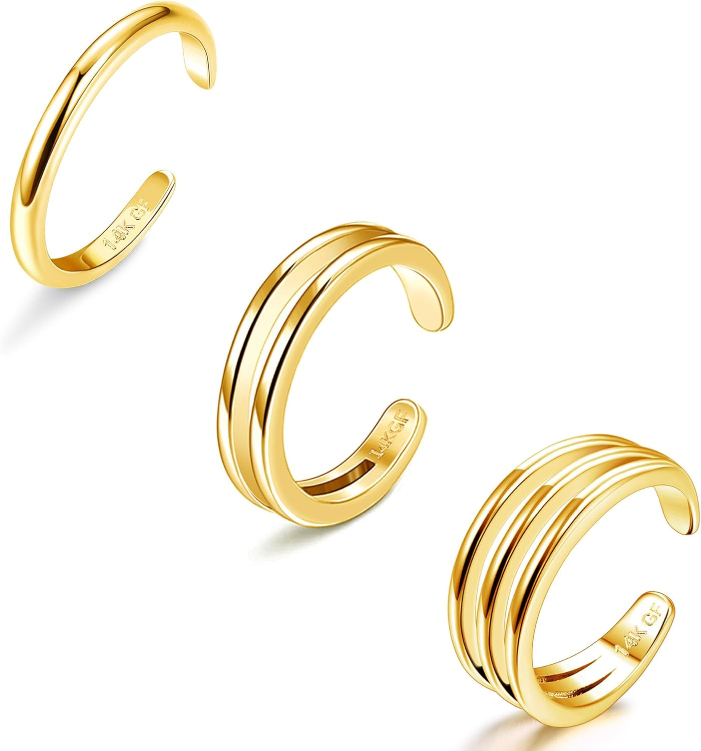 ADRAMATA Toe Rings for Women Gold Trendy 14K Gold Filled Toe Rings Set Thin Band