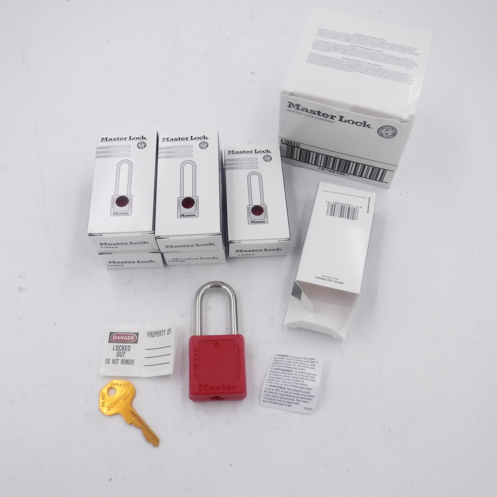 6 Pack Master Lock 410RED Safety Lockout Padlocks Thermoplastic Red