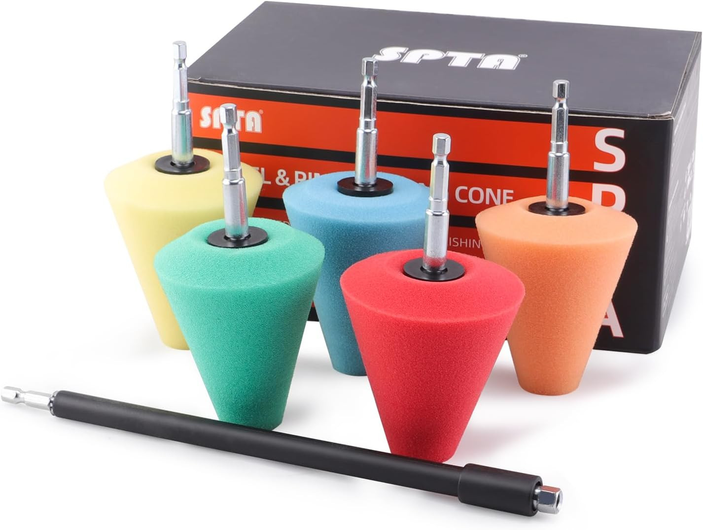 Polishing Cone,  Car Wheel Hub Drill Buffing Sponge Pads Kit, Polishing Ball, 5