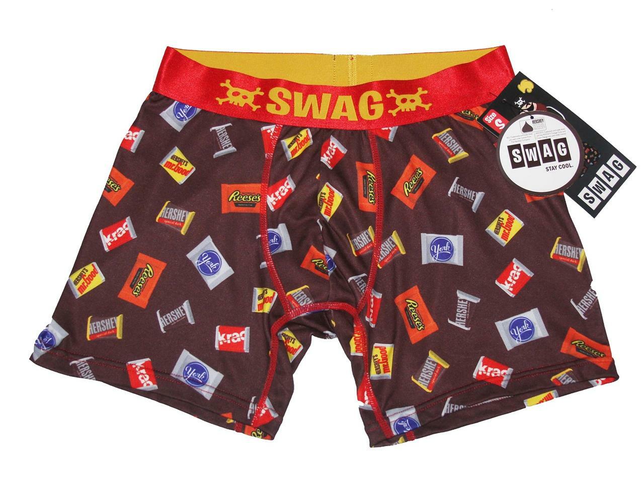SWAG Hershey Miniature Chocolate Bars Satin Weaved Band Brown Boxers Men's NWT