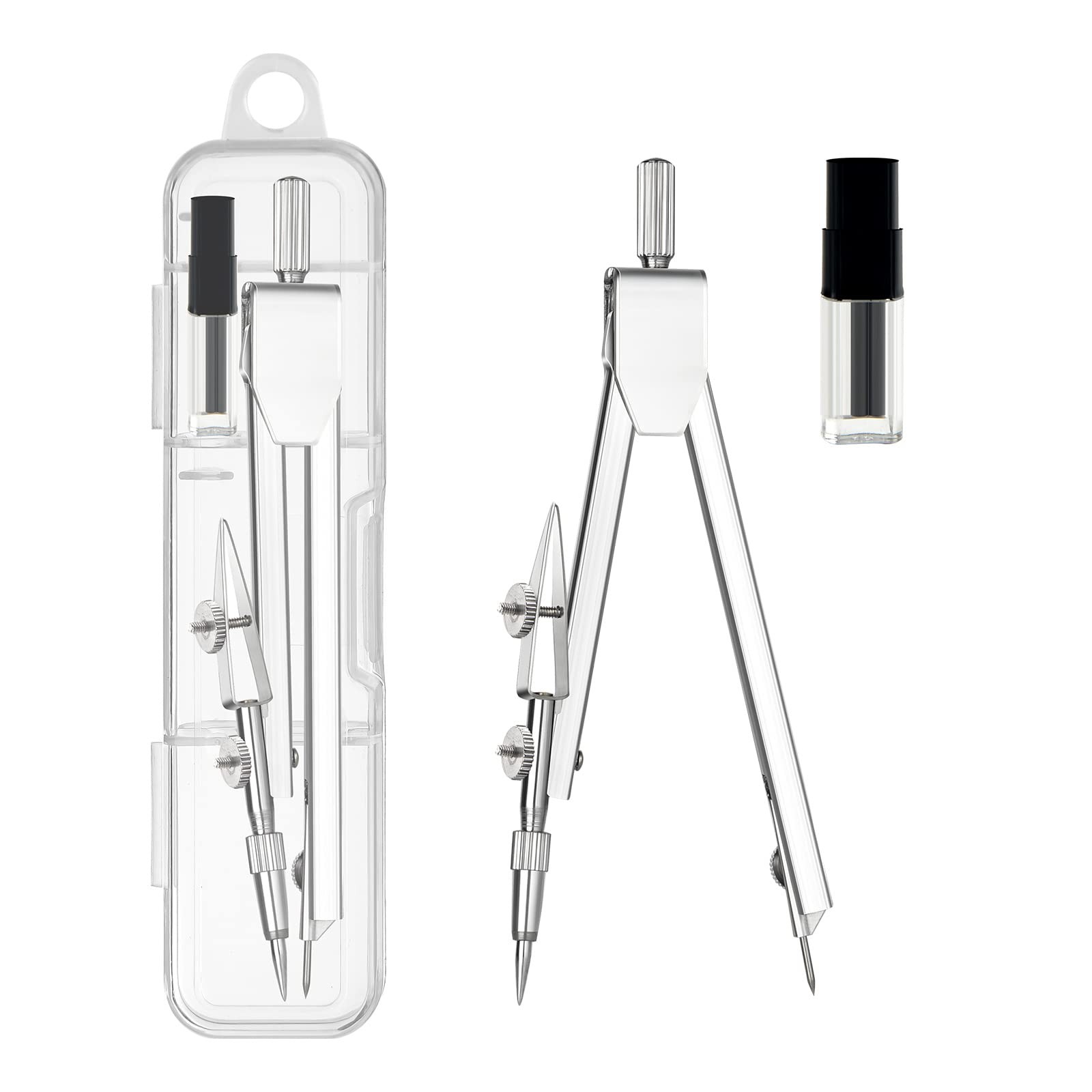 2 Pack Student Metal Compass Set for Geometry with Extra Lead Refills, Math...