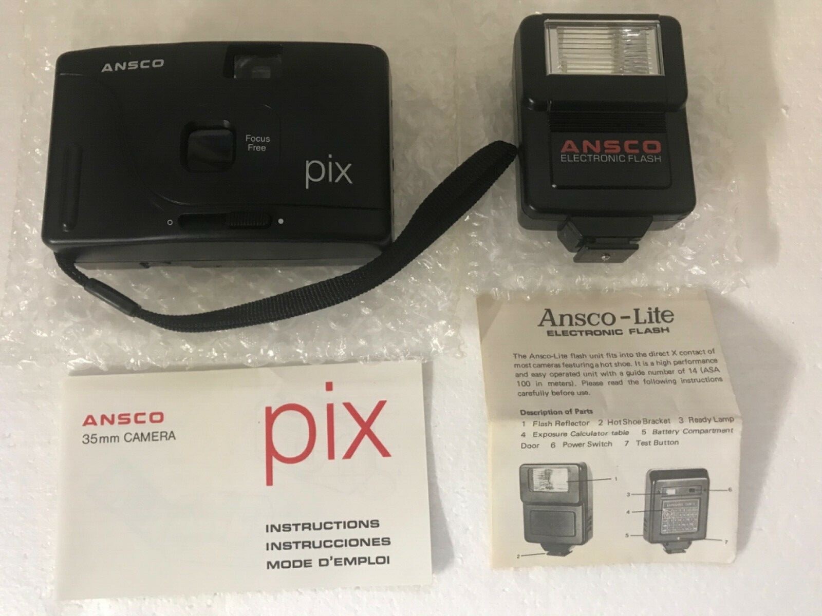 Ansco Pix 35mm Film Camera & Ansco Lite Electronic Flash BNIB