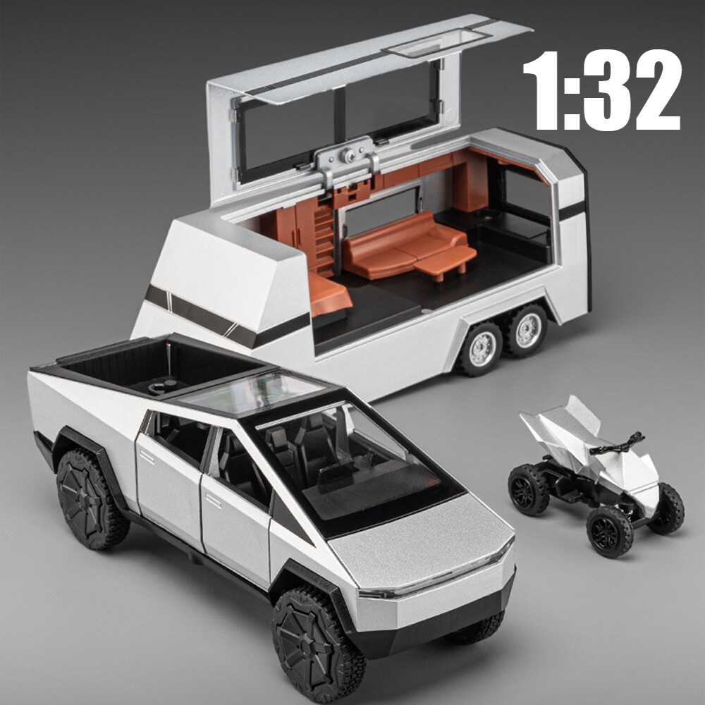 1:32 Tesla Diecast Pickup Trailer Model Toy Truck Car Toy with Sound&Light US