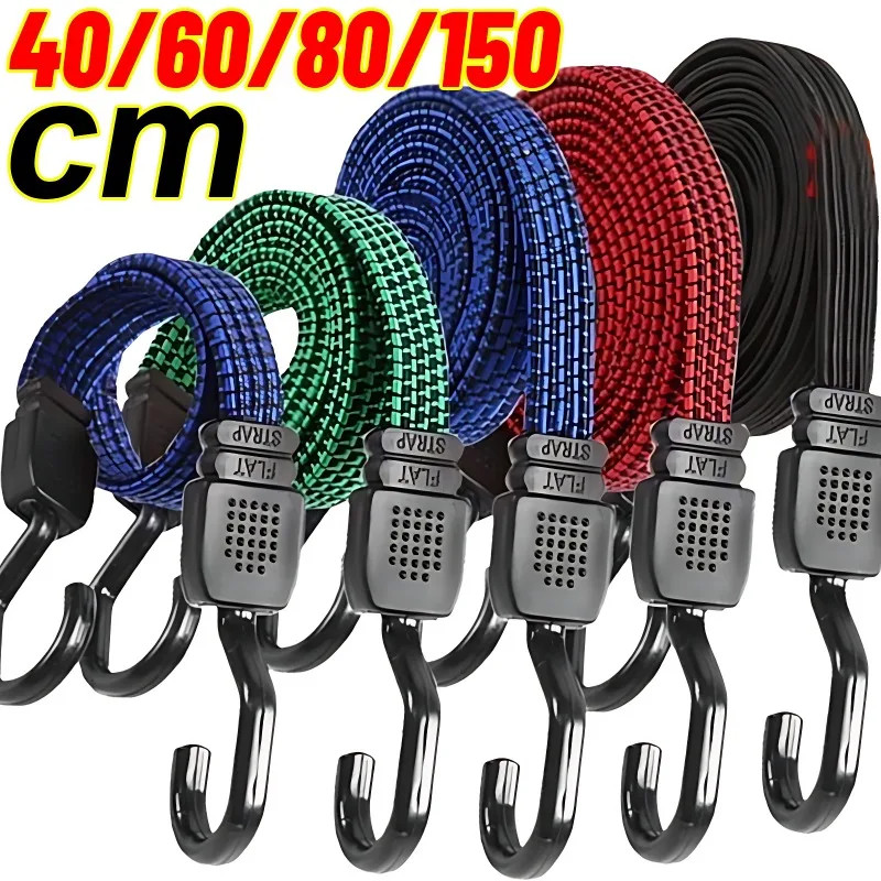 Elastic Rubber Luggage Rope Hook Bicycle Bike Roof Rack Strap Tie Down Band