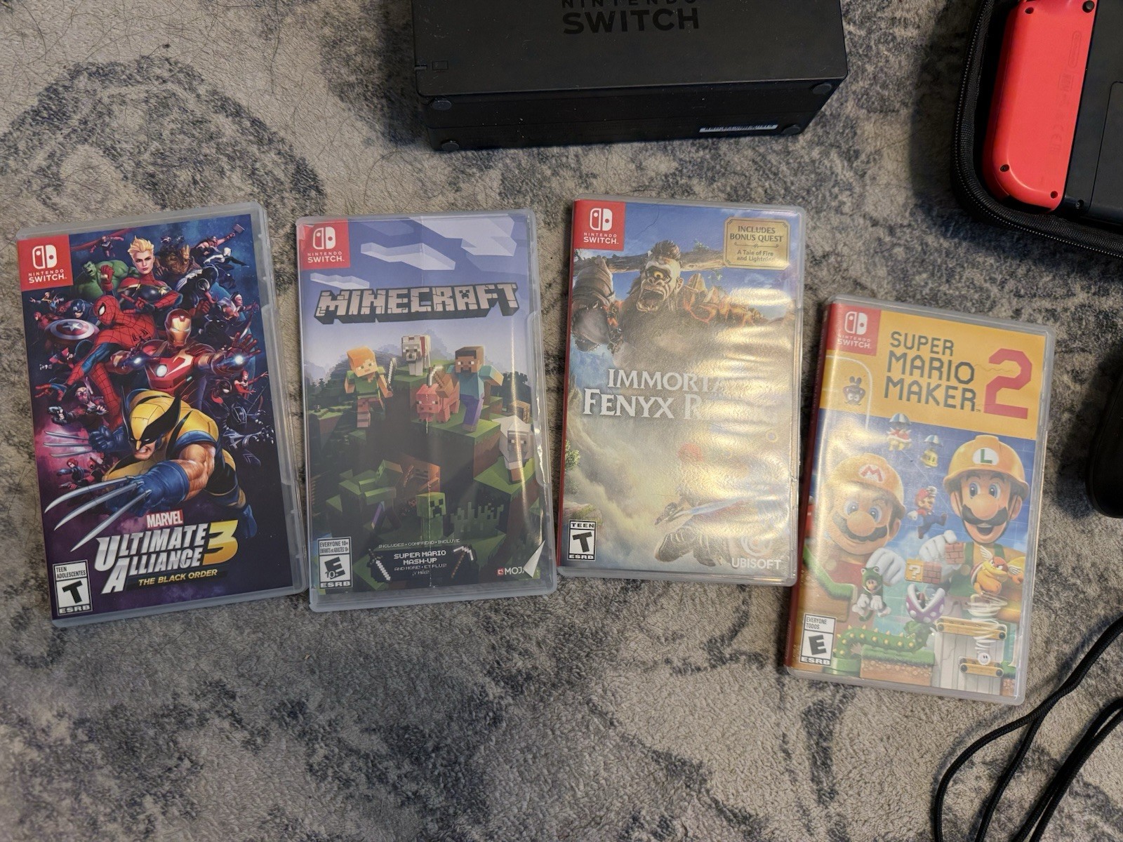 Nintendo Switch HAC-001(-01) Bundle w/ Super Mario Maker 2, Minecraft, Dock, Pr…