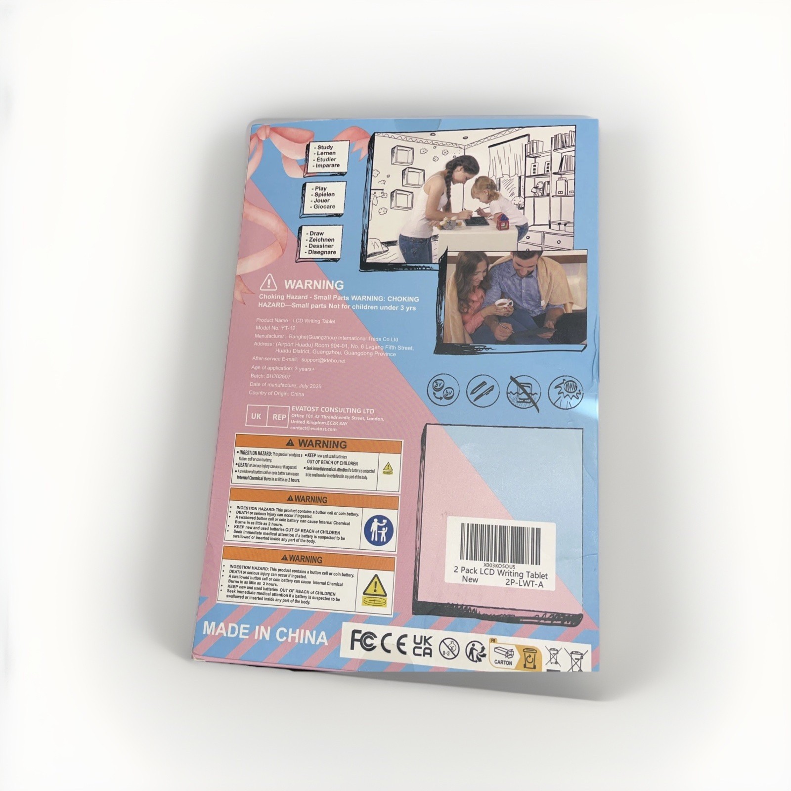 2 Pack 10" LCD Writing Tablet Study Play Draw & Erase Kids Gift