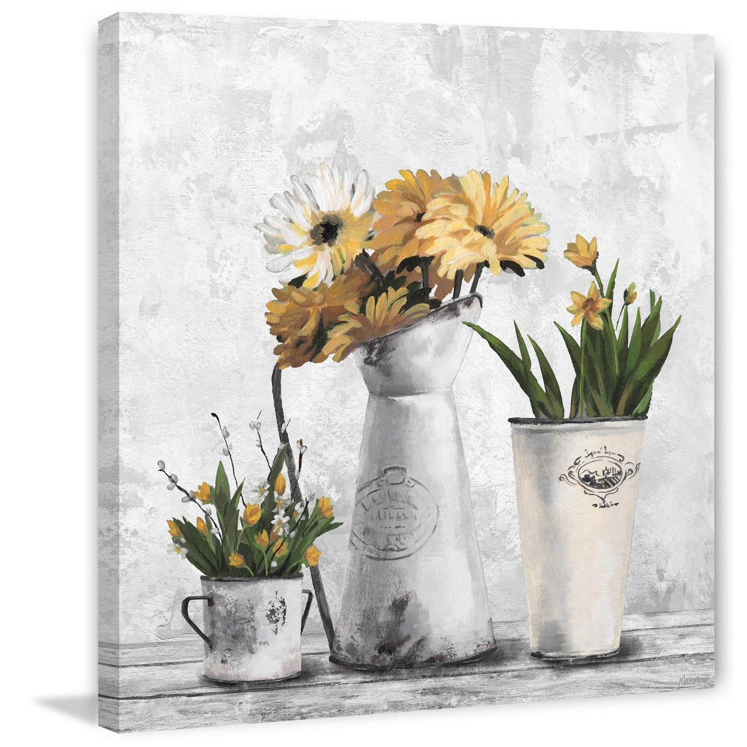 Marmont Hill Glowing Yellow Flowers Painting Print on Wrapped Canvas