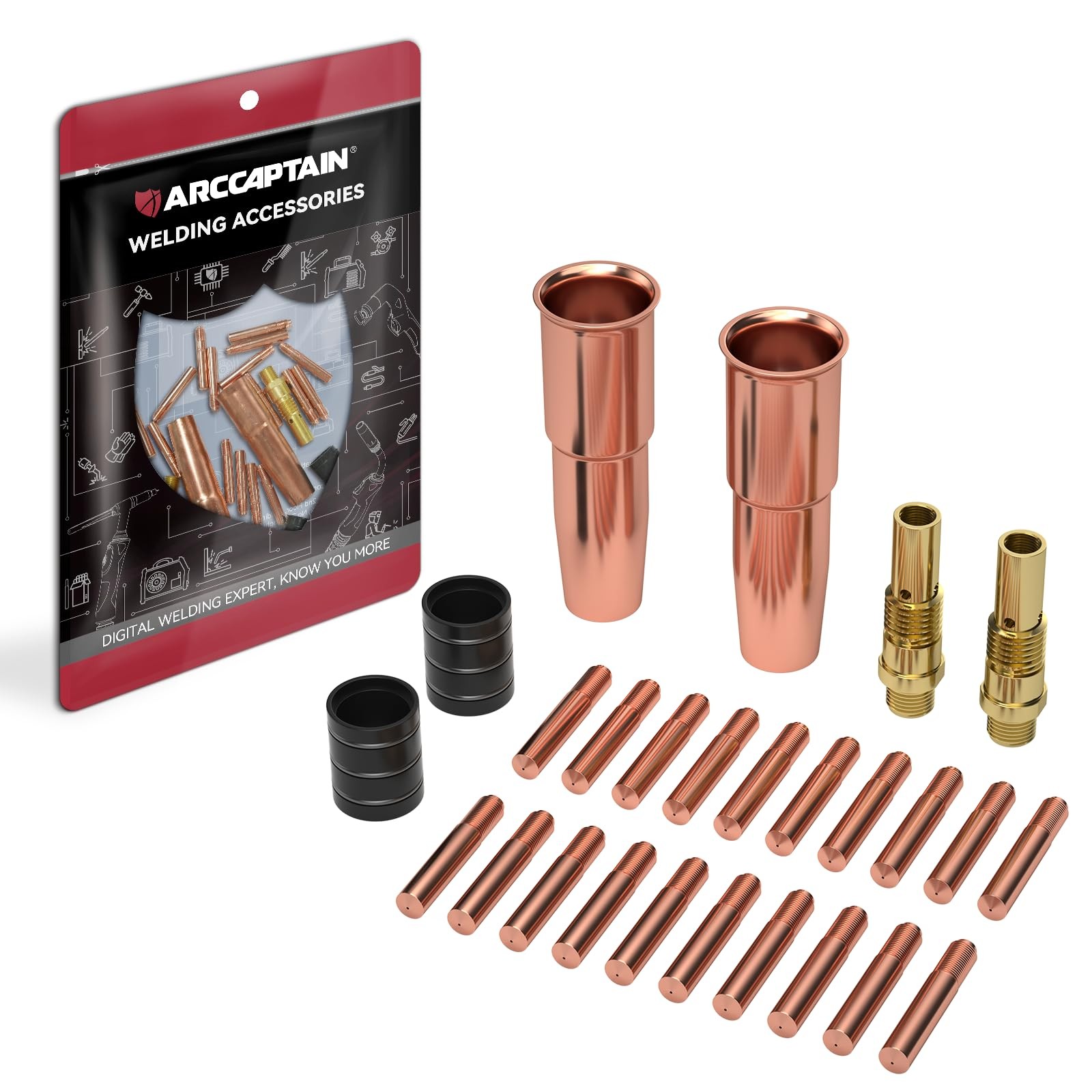 ARCCAPTAIN Tweco #2 parts .035" Contact Tip Nozzle Diffuser MIG Welding Gun Kit