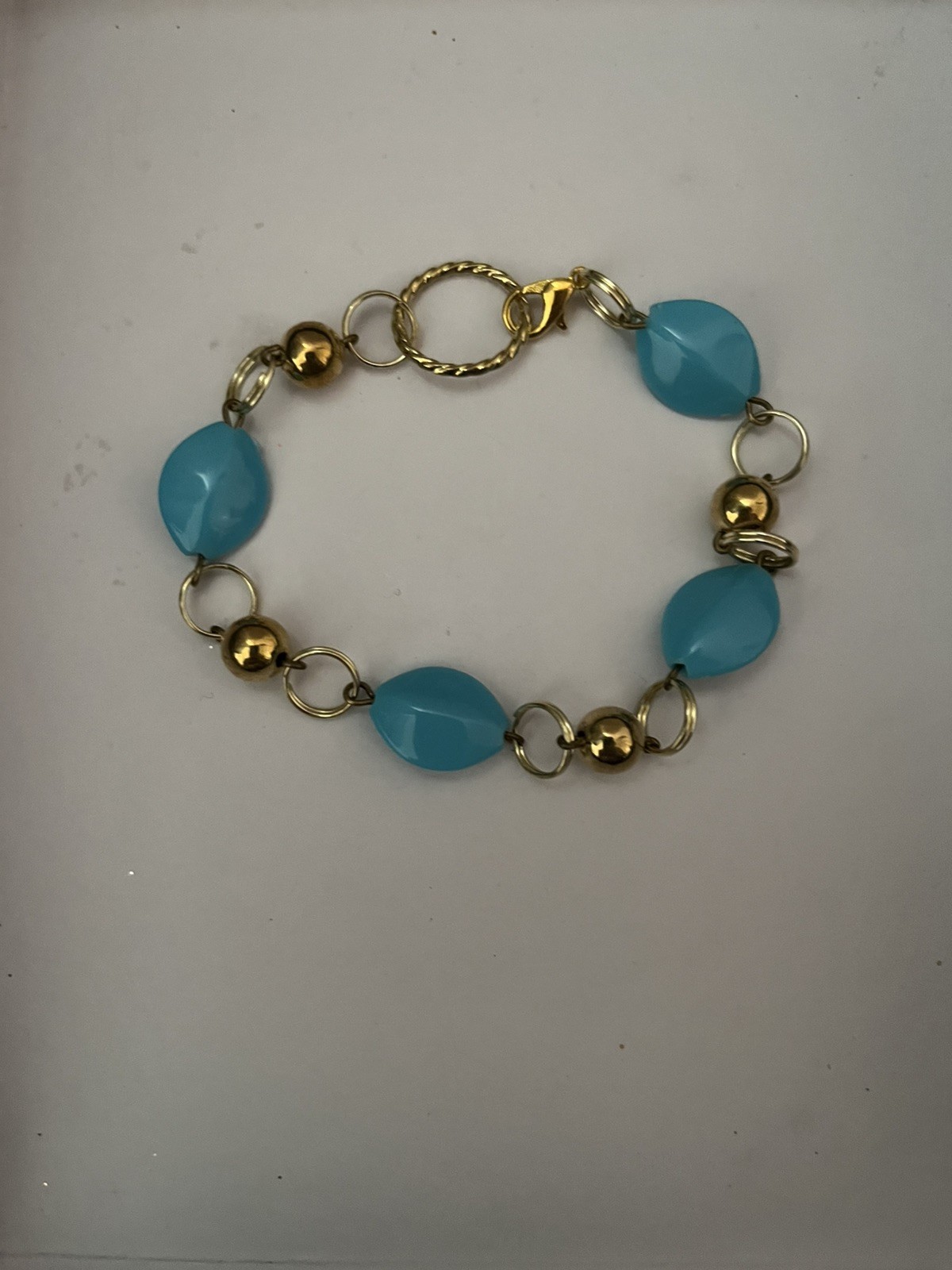 Blue and gold beaded bracelet #jewelry #fairycore #beadedbracelet #artisan