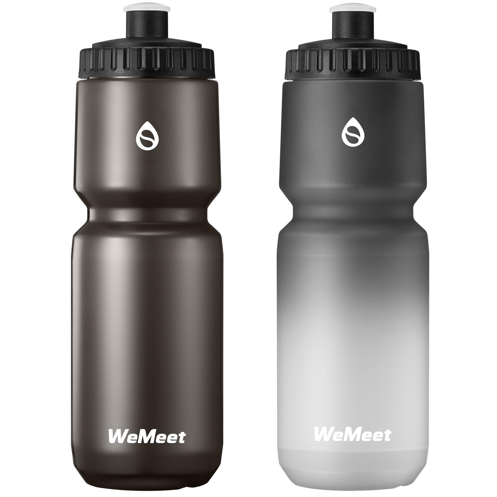 WEMEET 32oz Bike Sport Water Bottle, BPA Free, 2-Pack Leak Proof Cycling Sque...