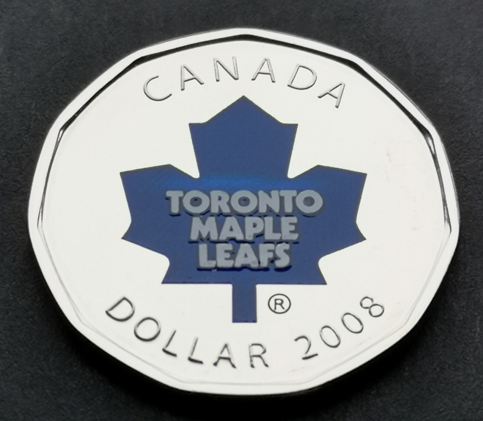 ***  CANADA  COLOURED  LOONIE  2008  ***  TORONTO  MAPLE  LEAFS  ***