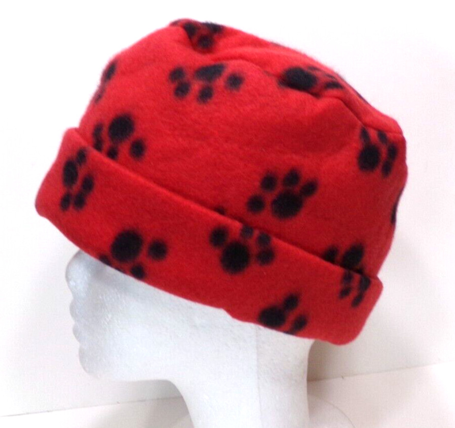 RED DOG PAWS     FLEECE ROLLED BRIM WINTER HAT THERMAL STRETCHY  h88cr  C5