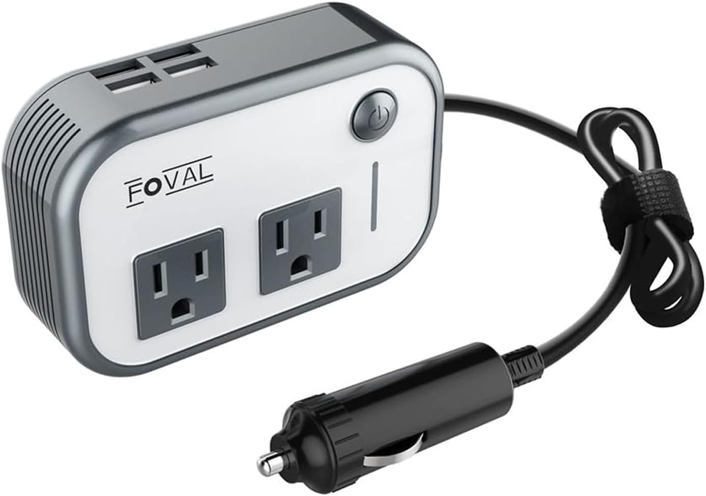 200W Car Power Inverter, FOVAL 12V DC to 110V AC Inverte with 4 USB Grey
