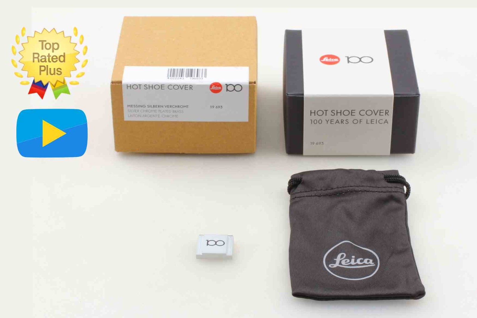 [Unused] Leica Hot Shoe Cover 100 YEARS OF LEICA for M w/Box Chrome From JAPAN