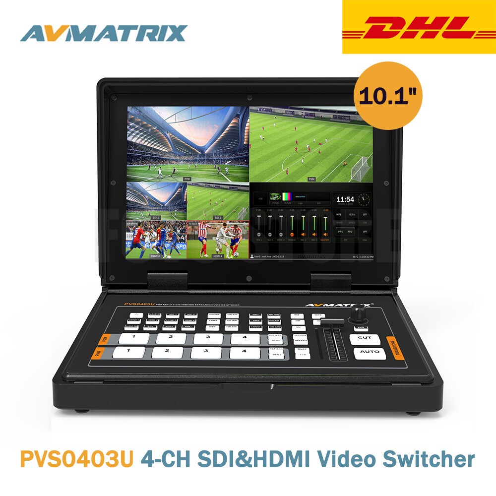 AVMATRIX PVS0403U 4-CH SDI & HDMI Video Switcher with 10.1" inch FHD IPS Monitor