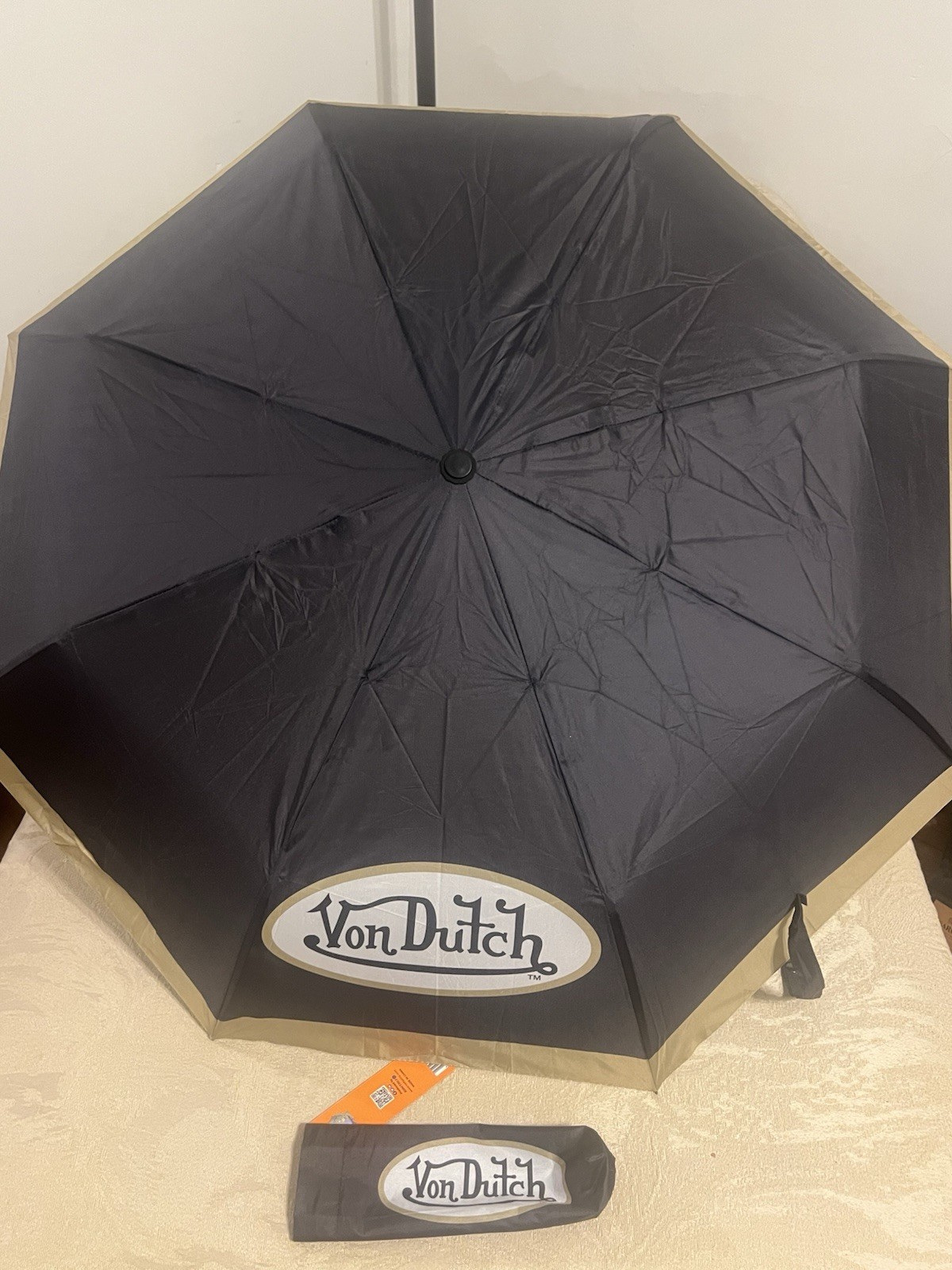 Von Dutch Umbrella Auto Open Brown Tan NWT