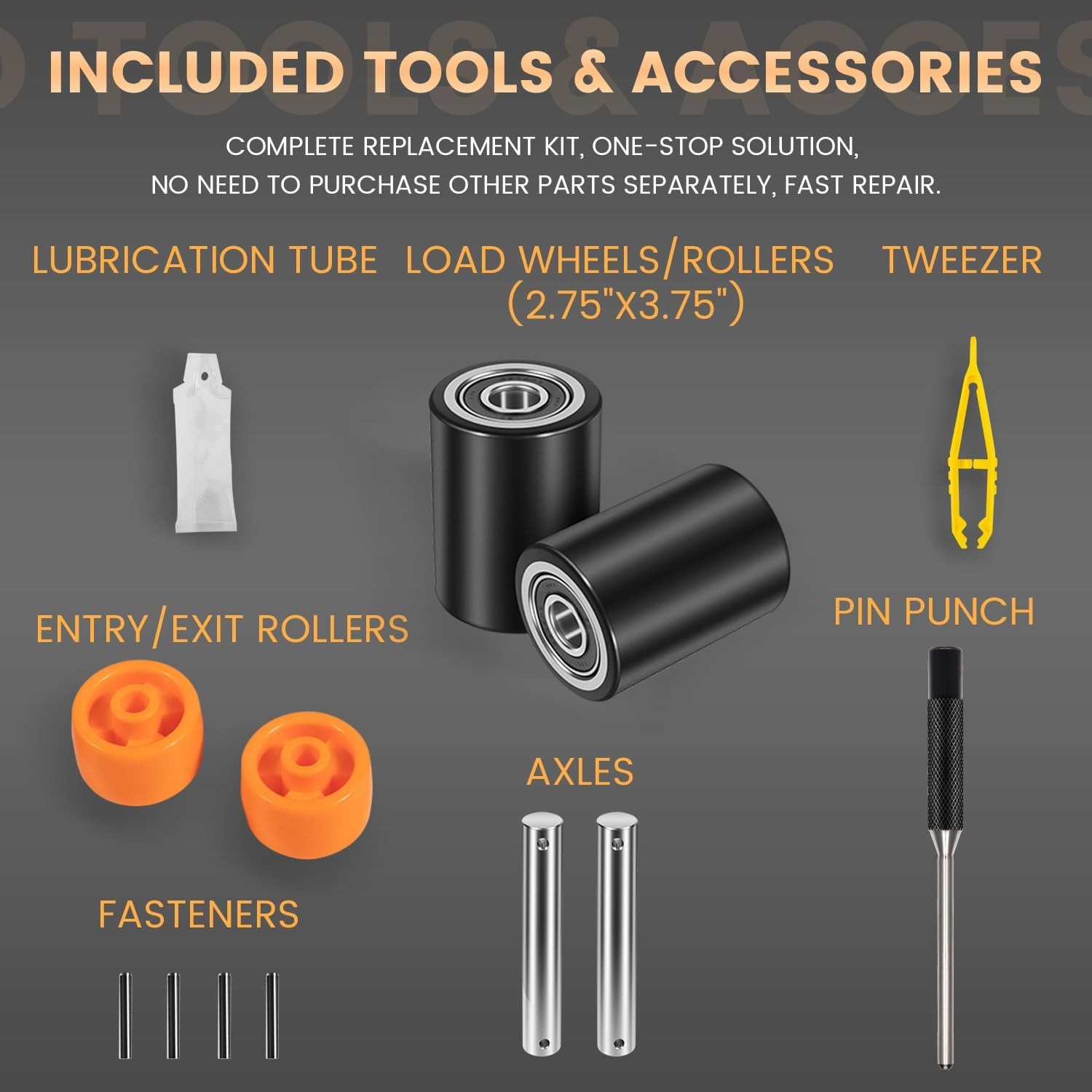 For Crown PTH50 Pallet Jack Front Load Wheels Replacement Kit Complete Tool