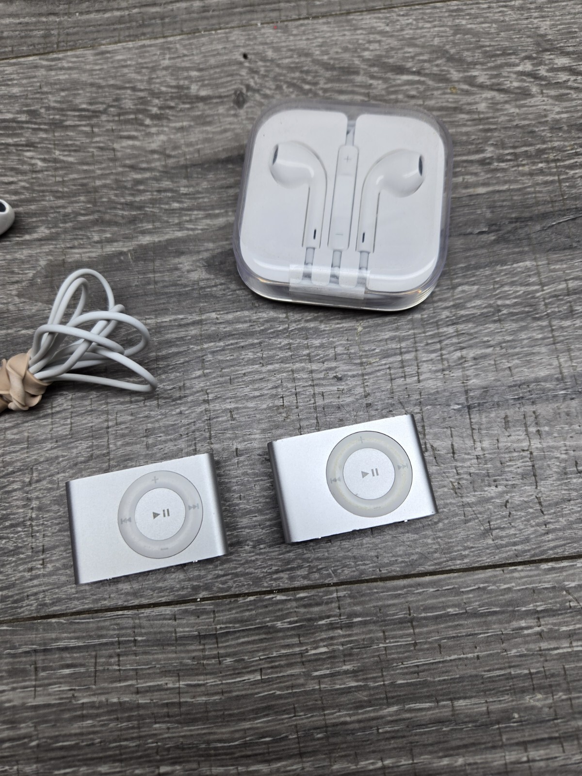 Bundle Of 2 Ipod Shuffle Silver Untested With Headphones