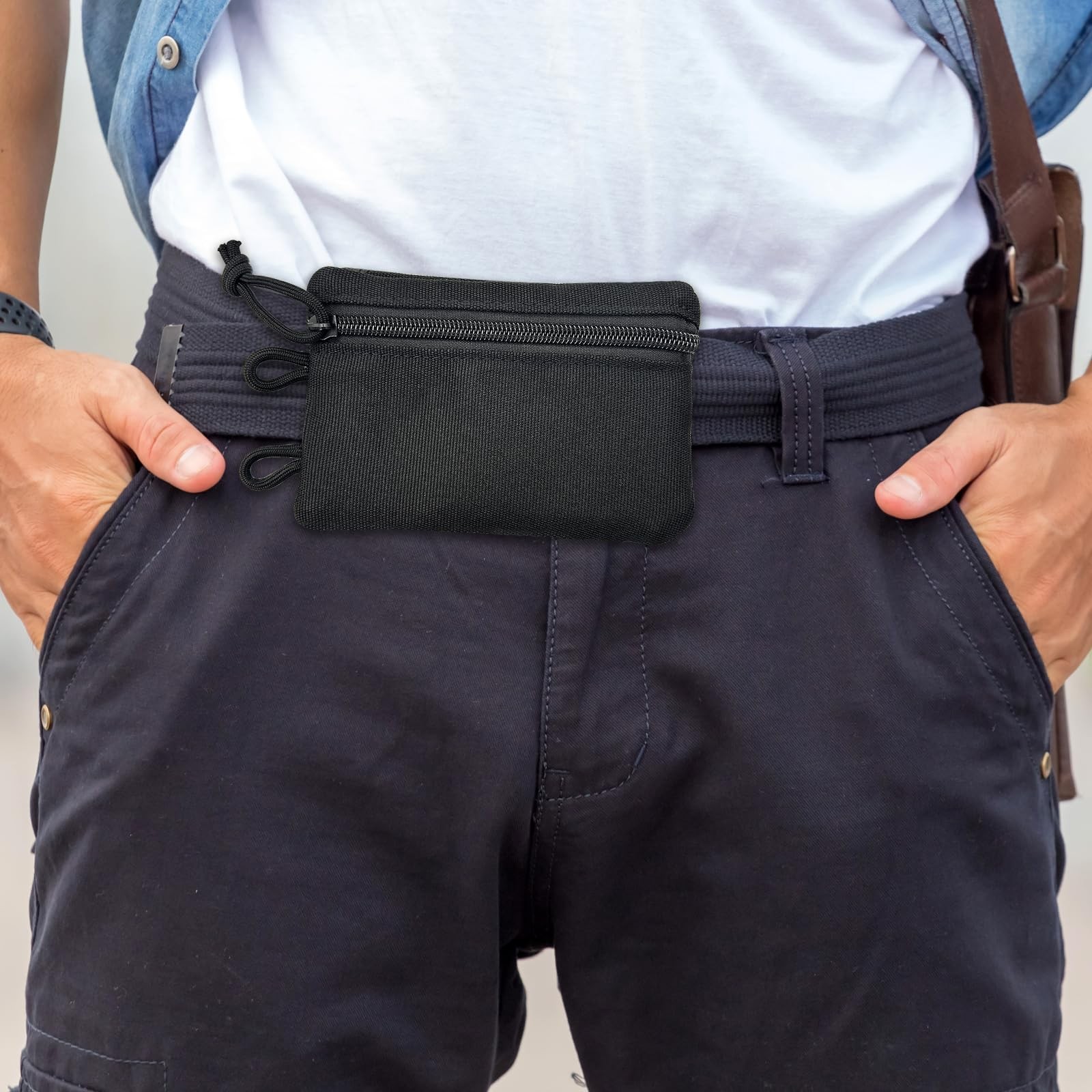 HXOUSE Small EDC Pocket Pouch Mini Pouch, Black Organizer