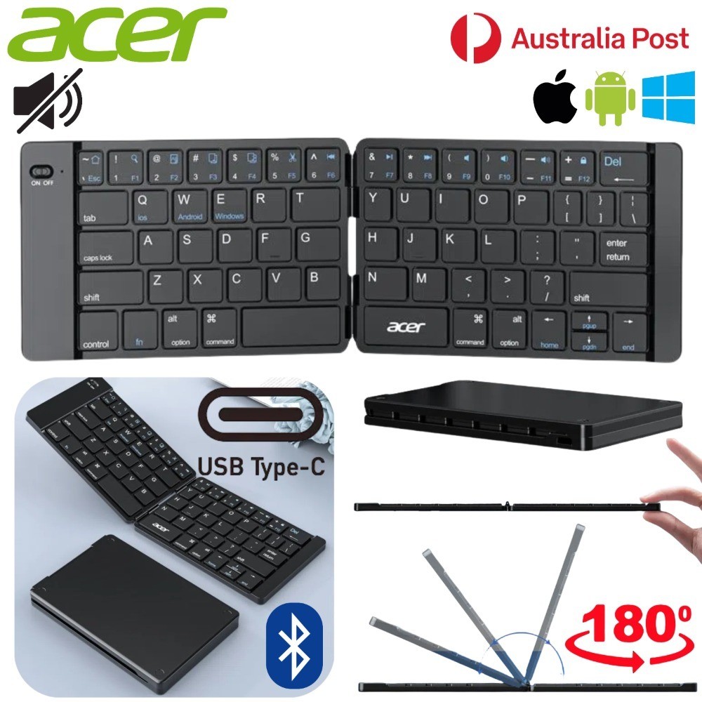 ACER Wireless Folding Keyboard Bluetooth Portable Mini Foldable Tablet Laptop AU