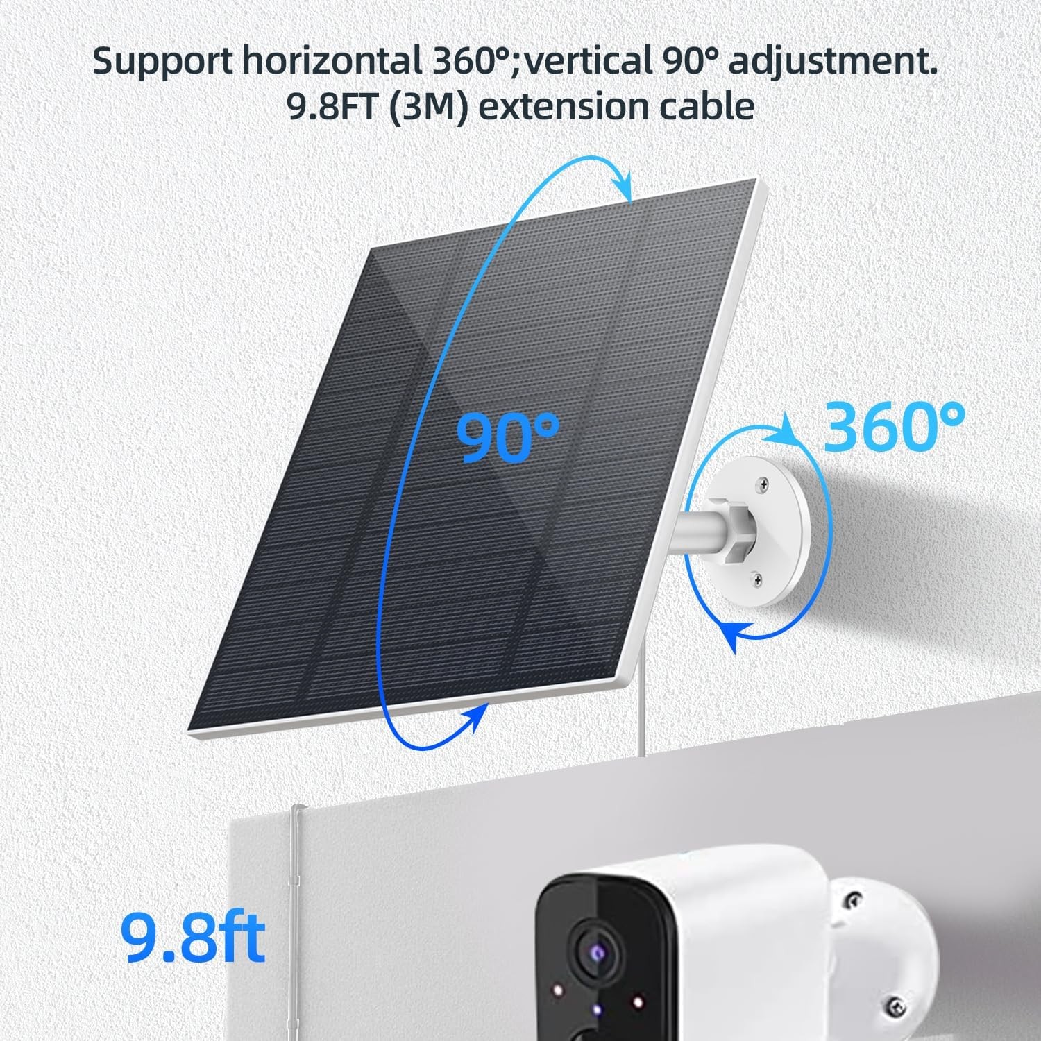 5W Solar Panel for Security Camera, Solar Panel with Micro USB & USB-C Port f...