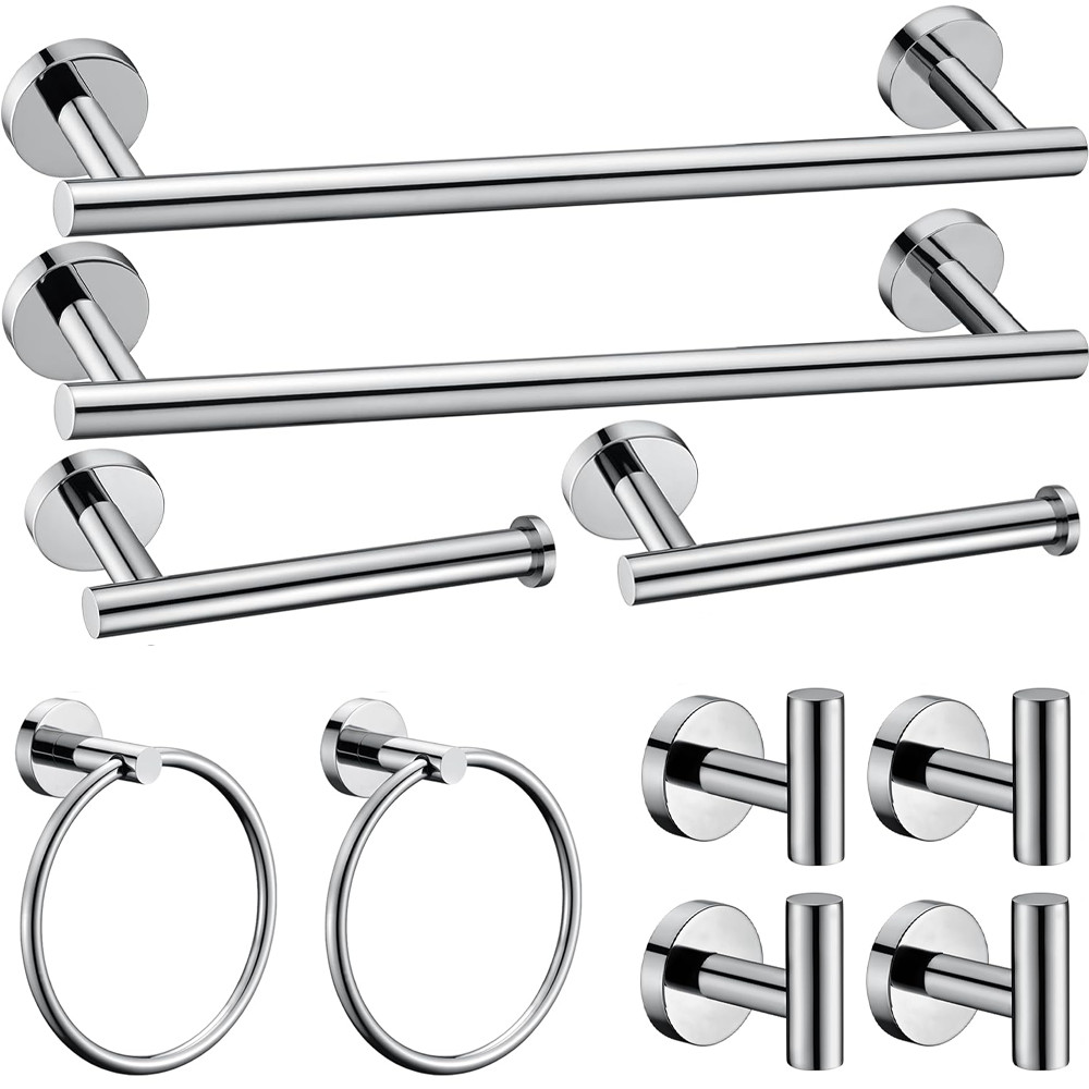 10 pcs Bathroom Hardware Accessories Set Towel Bar Set Stainless Polished Chrome
