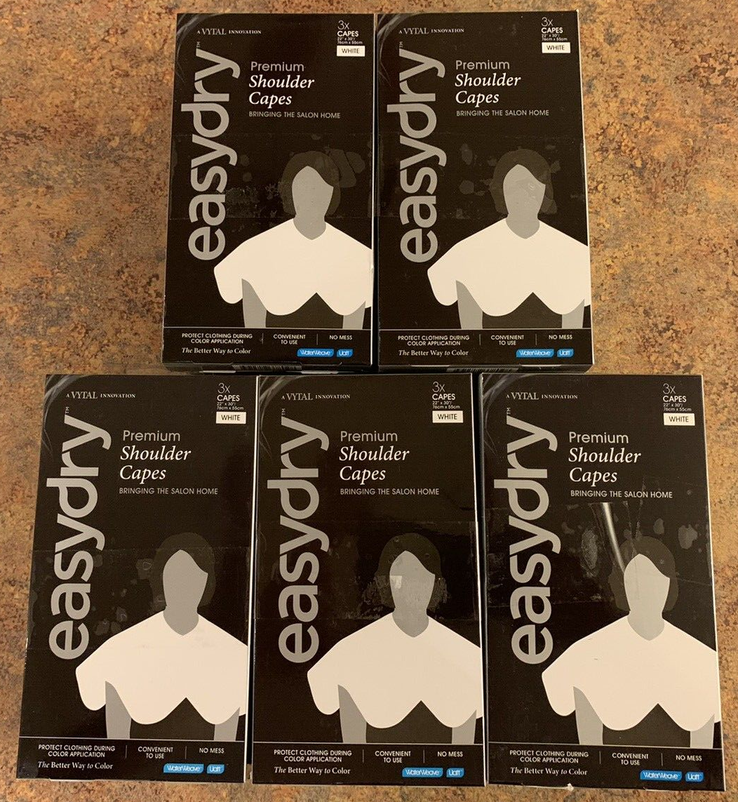 (25) Packs New Easydry 3pc Premium 2 Layer Shoulder Capes 22"x 30" - (75) Total