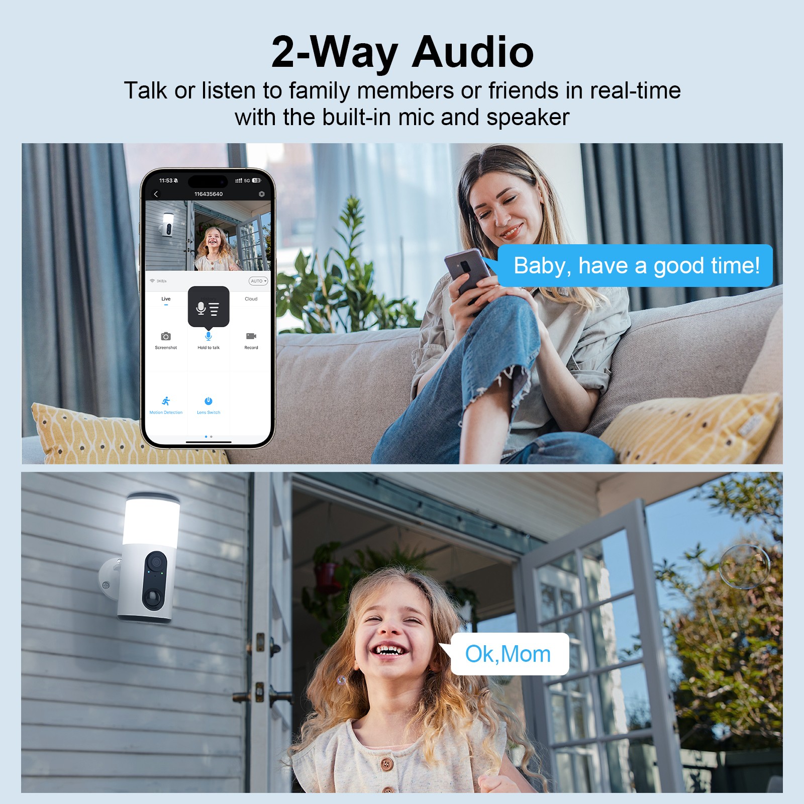ANRAN 2K Wireless Solar Battery Floodlight Security Camera Home WIFi CCTV Camera