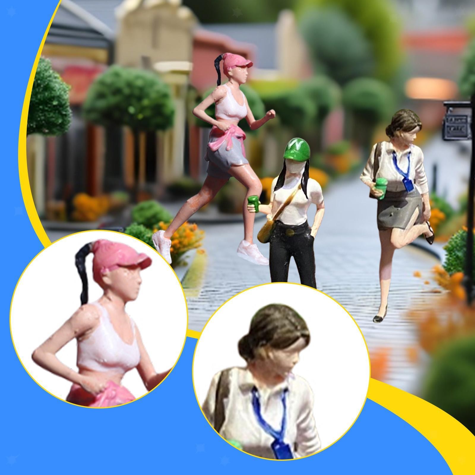 1/64 Scale Girl Figure Resin Street People Figure for Desktop Decoration