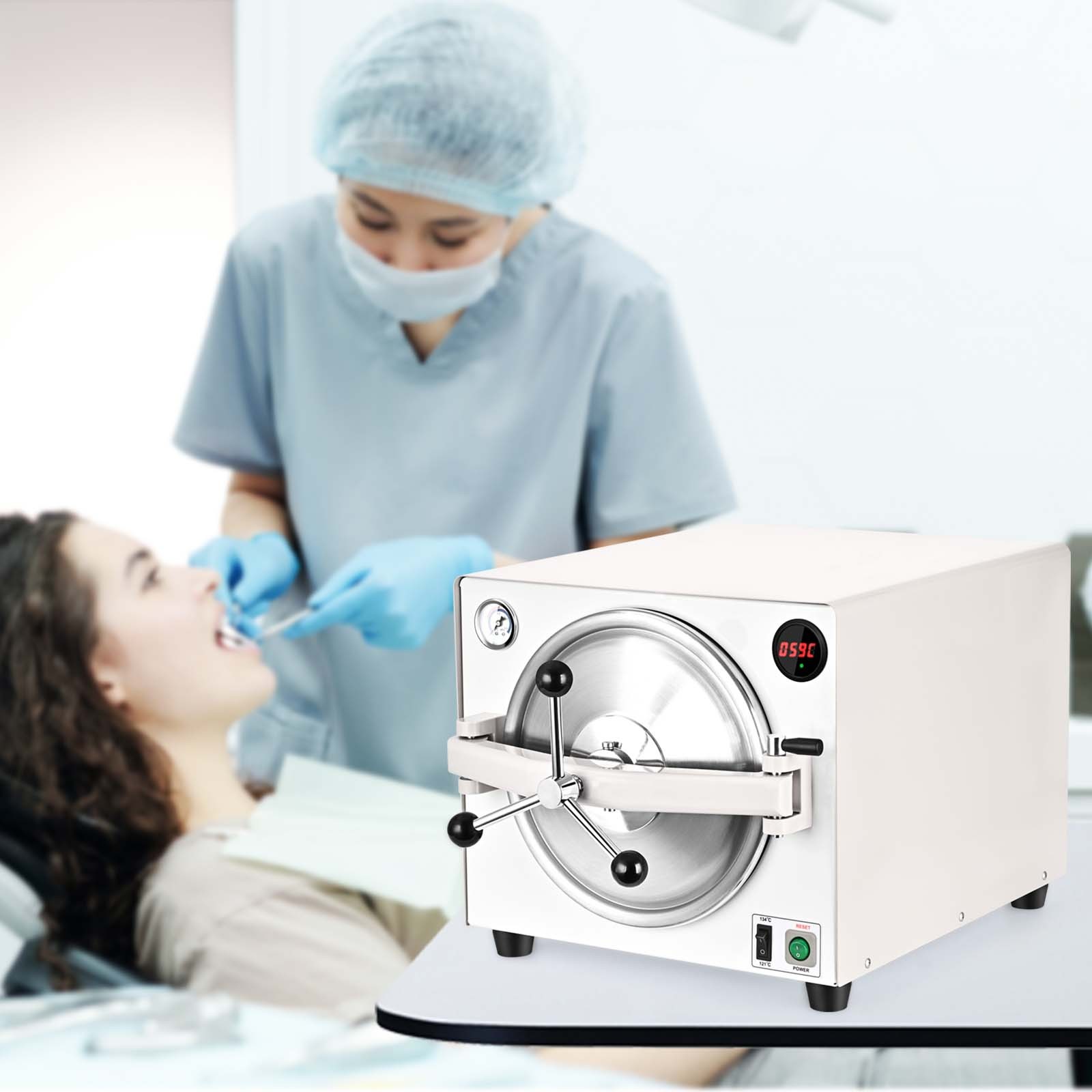 18L Dental Autoclave Steam Sterilizer Surgical Medical Sterilization 110V 1000W